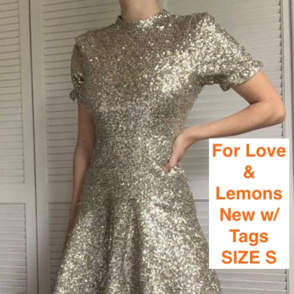 NEW - FOR LOVE & LEMONS GOLD SEQUIN DRESS